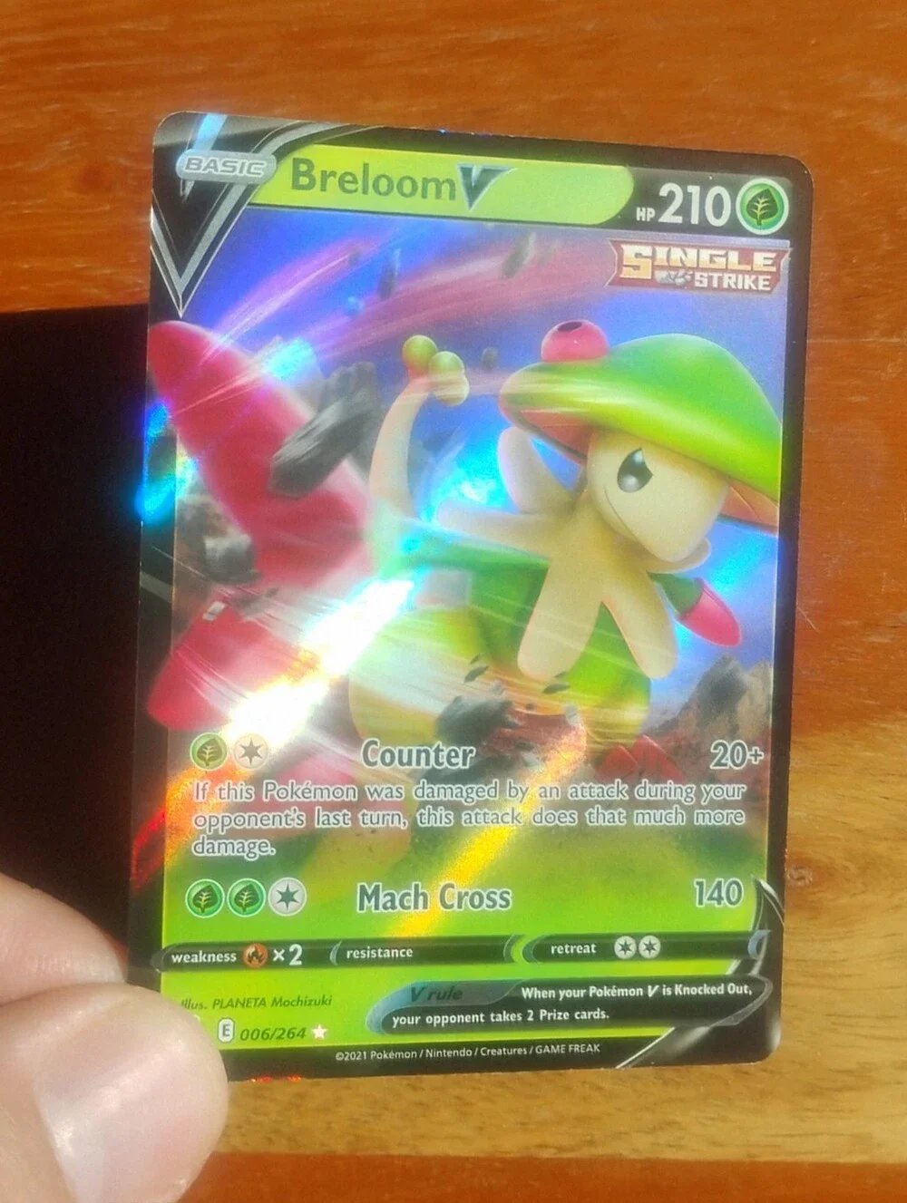 Mint 2021 Holo Ultra Rare Full Art Breloom V 006/264 Fusion Strike Pokemon Card